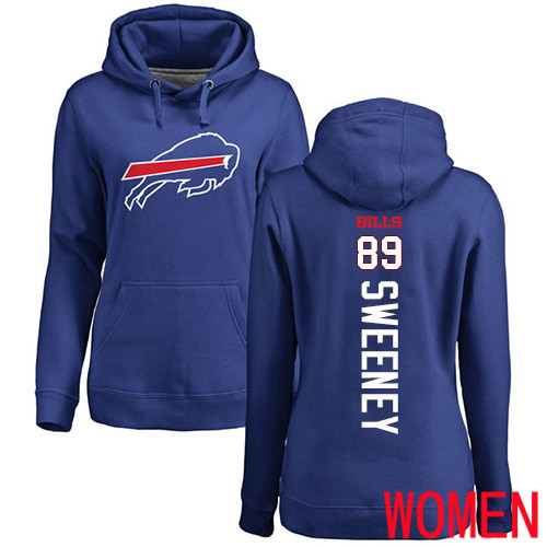 NFL Women Buffalo Bills 89 Tommy Sweeney Royal Blue Backer Pullover Hoodie Sweatshirt